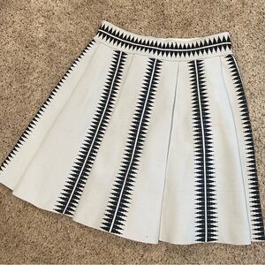 Express White Mini Skirt with Black Geometric Stripes